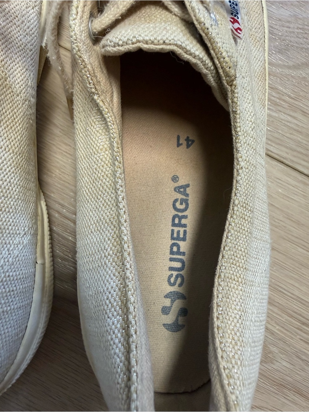 Superga 2750 Cotu Classic canvas sneakers in a metallic beige woman’s size 9.5 - Picture 8 of 10